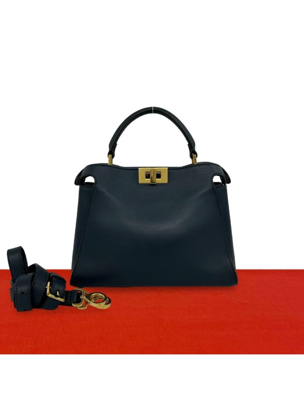 Fendi Peekaboo Iconic Essential Leather 2-Way Shoulder Bag Blue